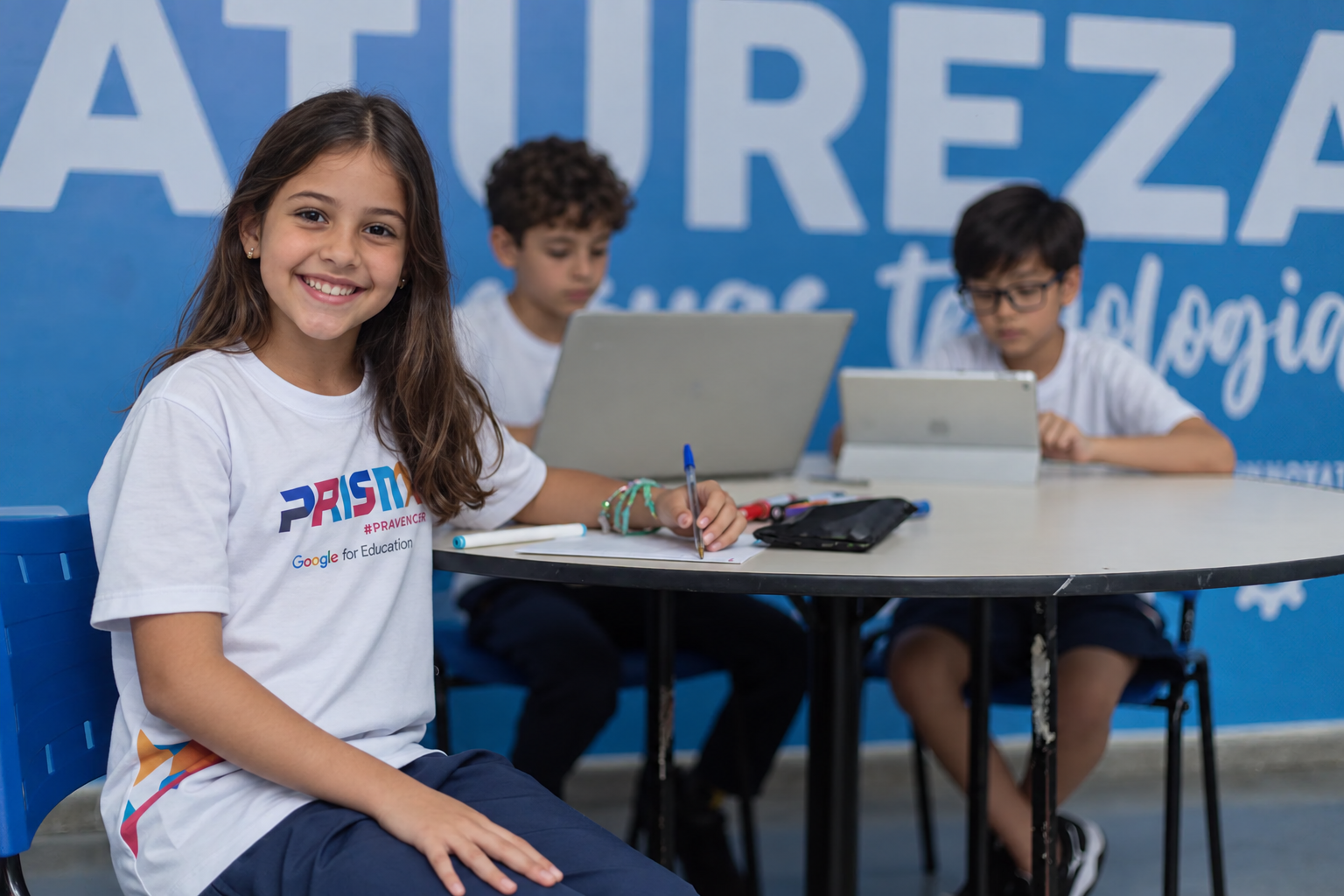 Alunos do Colégio Prisma aprendendo com tecnologia